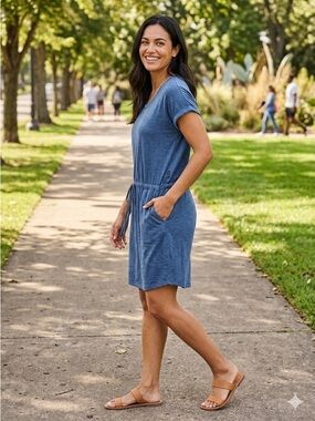 32 degrees cool Indigo Drawstring Pocket T-Shirt Dress